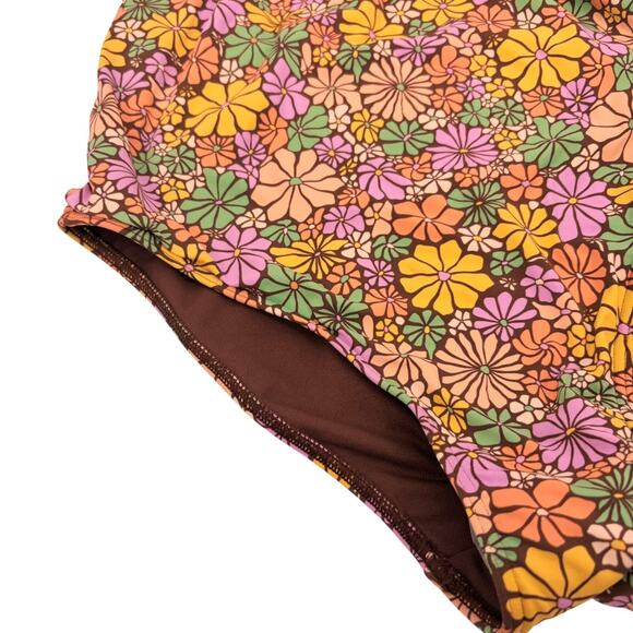 NEW Roxy All About Sol One Piece Swimsuit M Floral Plunge V Neck Hippie Retro - Picture 4 of 9